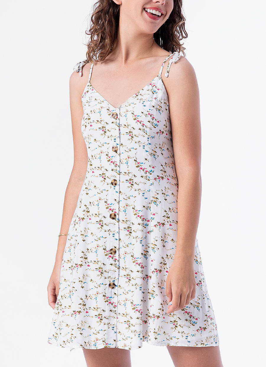 Vestido Chalis Print Felcia Hueso | Goccos Vestido Chalis Print Felcia Hueso | Goccos