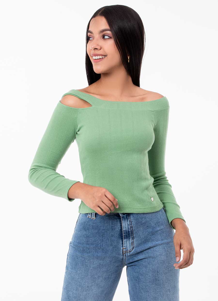 Polo Rib Pointelle M/L Hanoko Manzana Goccos